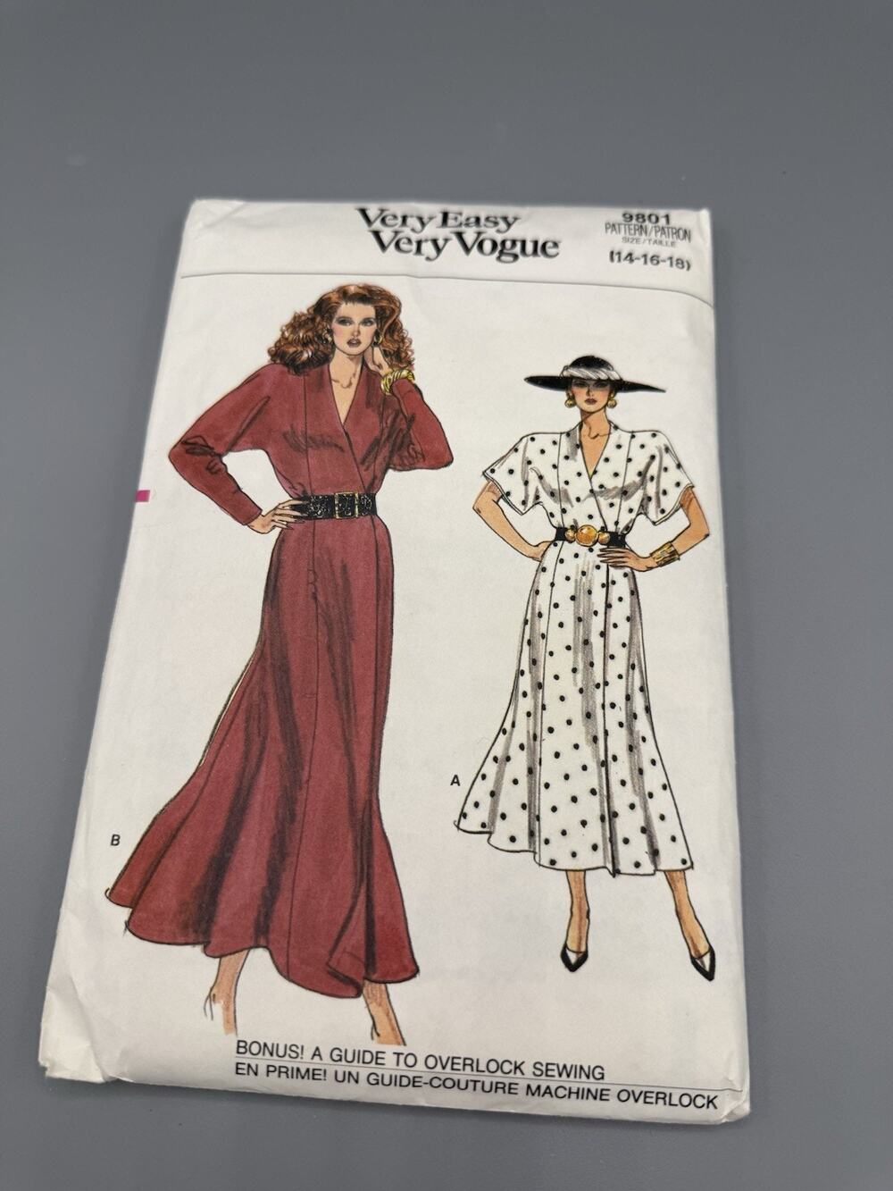 Vogue 9801 Very Easy Very Vogue Wrap Dress Pattern 14 16 18 Uncut Vintage